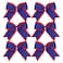 8 Inch 2 Colors Cheerleader Bows 2 Layers 6 Pcs Ponytail Holder Cheerleading Bows Hair Elastic Hair Tie (Red/Royal blue)