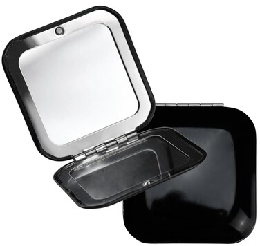Iconikal Metal Compact Vanity Travel Purse Makeup Mirror 1X / 3X Magnifying - Black - 2-Pack for Pocket, Clutch