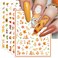 Fall Nail Art Stickers, Thanksgiving Day Nail Decals, 3D Self-Adhesive Maple for DIY Autumn Nail Supplies Decoration(6 Sheets)