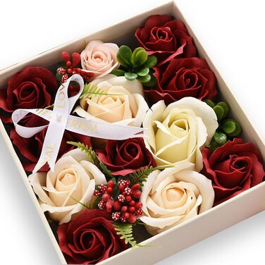 Ideal Swan Rose Bath Soap - Rose Flower Floral Scented Rose Petals in Flower Box, Bath Soap for Birthday Valentine&rsquo;s Day Thanksgiving Day Christmas (White)