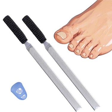 2 Pieces Professional Stainless Steel Toenail File for Thick Nails &amp; Seniors, 4.8-Inch Long Filing Surface, Durable &amp; Efficient Easy-Grip Nail Care Tool for Elderly