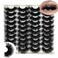 Mink Lashes Wispy 20mm 3D Volume Full Dramatic Faux Mink D Curl Strip Lashes That Look Like Extensions Long Eye Lashes Pack 25 mm Cat Eye False Eyelashes Natural Look