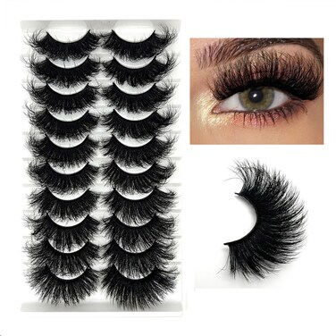 Mink Lashes Fluffy Wispy Cat Eye Dramatic 3D Lashes Mink 25mm Long False Eyelashes Pack 20mm Volume D Curl Strip Lashes That Look Like Extensions