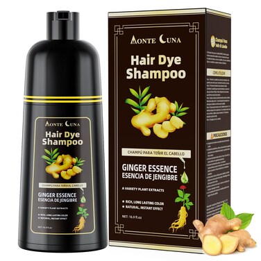 IIIMEIDU Darkbrown Hair Dye Shampoo 3 in 1, Natural Hair Dye Semi Permanent Hair Color, Gray Hair Cover Up, Ginger Essence shampoo for Color Treated Hair for Women and Men (500ml)