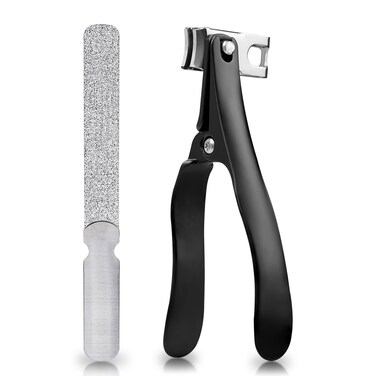 360&deg; Rotating Nail Clippers for Seniors,Long Handle Toenail Clippers for Thick Toenails Fingernails,Ergonomic Nail Cutter for Men Women Premium Steel Nail Trimmer with Glass Nail File