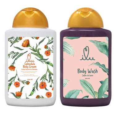 ILU Body Cream &amp; Body Wash Bundle - Multi-Purpose Relief &amp; Nourishment, Plant-Powered Hydration, Invigorating Cleansing, Soothes &amp; Moisturizes, Normal Skin Types, pleasant aroma, 10 fl oz (Pack of 2)