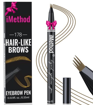iMethod Eyebrow Pen - Eyebrow Pencil with Micro 4-Fork Tip, Microblading Eyebrow Pen for Natural Hair-Like Brows, Long-Lasting Eye Brow Pencils for Women, Smudge-proof, Brown