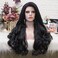 26 Inches Black Lace Front Wig Natural Long Wavy Synthetic Hair Wig for Cosplay Party Halloween (black)