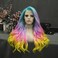 Multi-Color Lace Front Wigs Rainbow Natural Wave Synthetic Wig for Cosplay Party Wig 26 inches