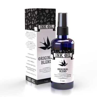 Ink Oil Tattoo Aftercare Oil - Hydrates &amp; Anti-Fade Healing Balm/Moisturizer - 100% Natural - Reduces Swelling, &amp; Scabbing - Soothing Tattoo Care for Healing &amp; Long-Lasting Colors - 1 oz