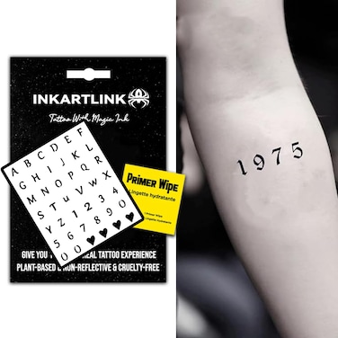 Semi Permanent Tattoo,lucky number,tattoo with any combination of letters and numbers, DIY tattoo, unique design, waterproof, cruelty-free, non-reflective (Letters And Numbers)