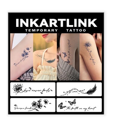 4 Sheets Temporary Tattoos, Semi-Permanent Tattoo, Fake tattoos, 1-2 Weeks Tattoo, For the Mature and Elegant Women, Women's English Tattoos Temporary.