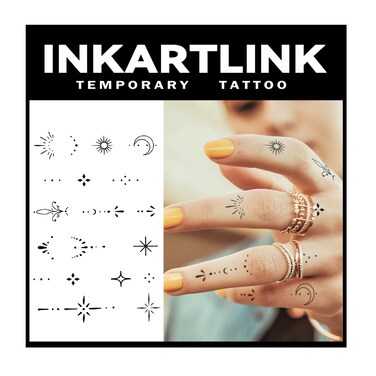 Tattoo Tech, 2 Sheets Medium Semi Permanent Tattoo, Adult Art Design Temporary Tattoos, Lasts 1-2 Weeks (Henna Finger Tattoo for Women 2)