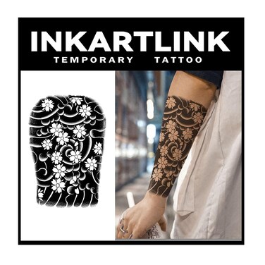 Tattoo Tech,2 Sheets Extra-Large Semi Permanent Tattoo,Adult Art Design Temporary Tattoos, Lasts 1-2 Weeks, Waterproof, Realistic look,(Japanese Sakura Flower Arm Design?