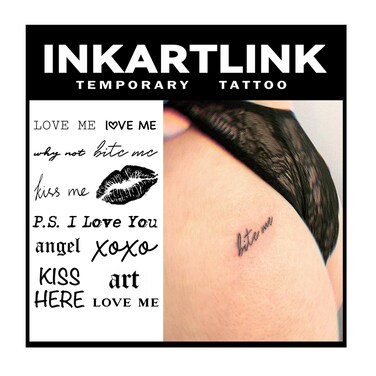 Temporary Tattoos, 2 Sheets Medium Semi Permanent Tattoo, Adult Art Design Temporary Tattoos, Lasts 1-2 Weeks, Waterproof, Realistic Look, No Adhesive, No Reflection (Love me)