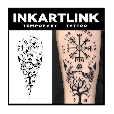 Tattoo Tech, 2 Sheets Large Semi Permanent Tattoo, Adult Art Design Temporary Tattoos, Lasts 1-2 Weeks, Waterproof, Realistic Look, No Adhesive, No Reflection (Ancient Symbols)