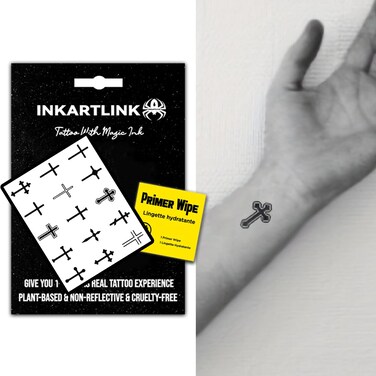 15-day tattoo, semi permanent tattoo, exquisite packaging Unique design, realistic tattoo Advanced tattoo technology Waterproof Cruelty-free Non-reflective (Mini Cross)