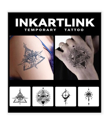 Tattoo Tech, 4 Sheets Semi Permanent Tattoo, Adult Art Design Temporary Tattoos, Lasts 1-2 Weeks, Waterproof, Realistic Look, No Adhesive, No Reflection (Third Eye Design)