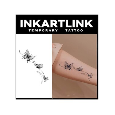 Tattoo Tech, 2 Sheets Medium Semi Permanent Tattoo, Temporary Tattoos, Last 1-2 Weeks, Waterproof, Realistic Look, No Adhesive, No Reflection (Dream Butterfly)