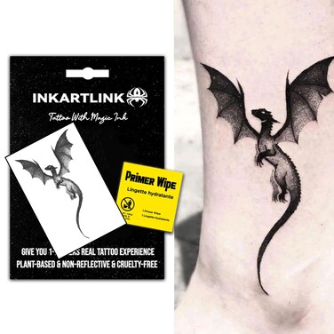 Temporary Tattoos, Semi Permanent Tattoo Adult Art Design Waterproof Temp Tattoo Party Favors Tattoo Stickers Realistic Look, No Adhesive, Lasts 1-2 Weeks Black (Western Dragon)