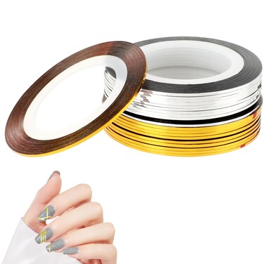 20 Pcs Striping Tape for Nail Art Nail Striping Tape Line 1mm Self Adhesive Nail Sticker Glitter Gold Silver Pinstripe Tape Nail Decoration Sticker DIY Nail Tools for Women Girls Manicure Decor(66 Ft)