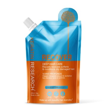 KERATIN RESEARCH New Series of Deep Hair Mask Treatments Designed to Resolve Specific Hair Issues; Dry, Dull, Frizzy, Damaged, Colored, Bleached, Split Ends, Dry Damaged Hair - 240ml (RECOVER)