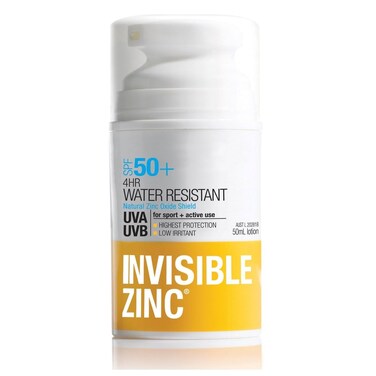 Invisible Zinc 4hour Water Resistant SPF50+ UVA-UVB 50ml by Ganehill