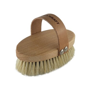 Energy Ionic Brush - for Dry Brushing - Oiled Beech Wood with Leather Strap - Ultra-Fine Copper Wire and Black Horse Hair - Made in Germany