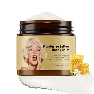 Beef Tallow and Honey Balm for Face - Organic Beef Tallow Face Moisturizer, Natural Beef Tallow for Face &amp; Body, Grass-Fed Beef Tallow Moisturizer for Skin Hydration, Skin Care Sensitive Skin