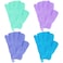 4 Pairs Bath Exfoliating Gloves Scrub, Double Sided Bath Mitts Scrubs for Shower, Body Scrubber Glove, Bathing Accessories for Spa, Massage (Green, Ocean Blue, Purple, Purplish Red)