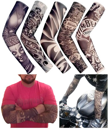 Temporary Fake Tattoo Sleeves for Men Women with Designs of Skull, Dragon, Rose, Koi Fish, Wolf, Buddha, Tribal