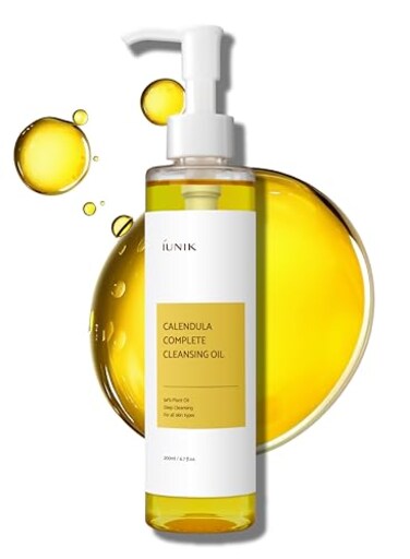 IUNIK Calendula &amp; Jojoba Oil-Infused Vegan Cleansing Oil &ndash; Gentle Blackhead Melting &amp; Makeup Remover Facial Cleanser w/ 94% Plant-based Oils Korean Skincare