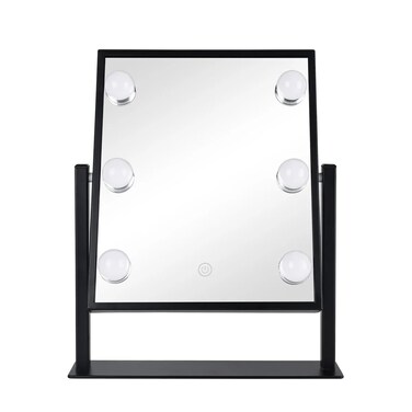 J&amp;V TEXTILES Vanity Mirror with Lights Hollywood Lighted Makeup Mirror with 6 LED Dimmable Bulbs &amp; 3 Color Lighting Modes