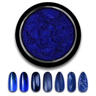 Blue Chrome Nail Powder Mirror Effect Metallic Dust Holographic Glitter Glazed Manicure Decoration Reflective Pigment for DIY Gel Polish Nail Art, Resin Craft, Gifts