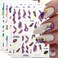 3D Marble Nail Stickers - 6 Color Marble Decals, Blooming Nail Art, Bronzing &amp; Watercolor Smudge Resistant, Self-Adhesive Gold Foil Designs