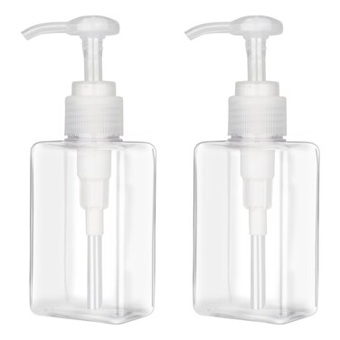 150ml (5.1oz) Pump Bottle Dispenser Jansburg 2 Pack Refillable Flat Square Plastic Lotion Dispenser Leakproof Empty Lotion Pump Bottle for Essential Oil Soap Lotion Shampoo Clear
