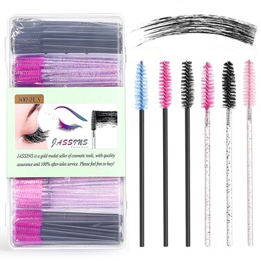 JASSINS 300PCS Disposable Eyelash Mascara Brushes,6 Color Wands Applicator Eyebrow Brush Makeup Kit,For Eyelash Extensions and Eyebrow Brush
