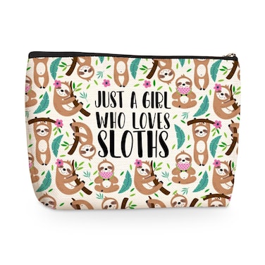 Cute Sloth Print Makeup Bag Sloth Gifts Cosmetic Travel Bag Sloth Accessories Decor Stuff for Animal Sloth Lovers Women Girls Sister Best Friend Mom Breeder Funny Skincare Bag for Christmas Birthday