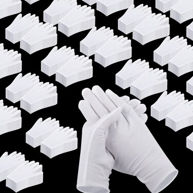 Jecery 300 Pairs Bulk White Gloves Large Pack Moisturizing Overnight White Cotton Bulk for Dry Hands Eczema Thin Inspection Soft Working Gloves Liners for Jewelry Coin Collection