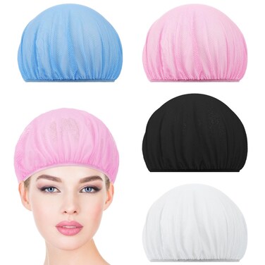 Jeffdad 4pcs Mesh Sleep Bonnets Women Sleeping Hair Nets Women Night Mesh Bonnet Night Cap for Curly Frizzy Hair Protection Women Sleep Cap (Four Colors)