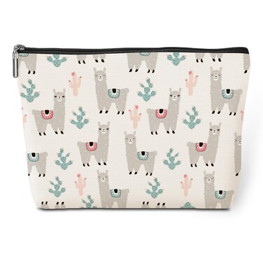 Cute Llama Makeup Bag - Alpaca Llama Gifts, Decor &amp; Toiletry Bag for Women, Animal Lovers, Christmas &amp; Birthday Gifts