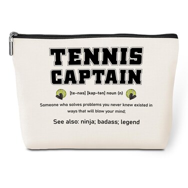 Inspirational Tennis Captain Noun Definition Makeup Bag Tennis Gifts Tennis Accessories Thank You Christmas Birthday Gifts for Women Tennis Player Lovers Coach Captain Coworker Travel Toiletry Bag