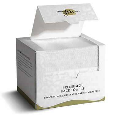 Premium Disposable Face Towels, Extra Large, Lint Free, Super Soft, 100% Biodegradable, Chemical and Fragrance Free: 10&rdquo; x 12&rdquo; Dry Wipes, 50 Count Box