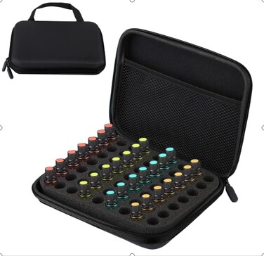 63 Slots Essential Oil Carrying Storage Case, Portable Aromatherapy Essential Oil Box Organizer with Foam Insert Carrying Handle for Home Travel - 8.5 x 6.8 x 1.9 Inch (Black)