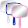 Jetec 3 Pieces Hand Handheld Cosmetic Mirrors with Handle, Portable Vanity Mirrors for Travel, Home, and Salon Use(9.17 x 6.53 Inch,Blue, White, Pink)