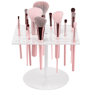 54 Holes Acrylic Brush Holder Makeup Brush Drying Rack Brush Dryer Collapsible Makeup Brush Holder Makeup Brush Dryer Stand for Acrylic Nail Brush Makeup Lover (White)