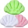 Jetec 3 Pieces Inflatable Bath Pillow with Suction Cups, Terry Cloth Covered Shell Shape Bathtub Spa Pillow Comfortable Soft Cushion, Neck Support(Pink, Green, White)
