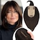 JGS1996 Hair Toppers for Women Real Human Hair Topper with Bangs Hair Clip in Wiglets Hairpieces 3.9x4.7 Silk Base Wig Toppers for Thinning Hair 150% Density Remy Hair Pieces #2 Dark Brown