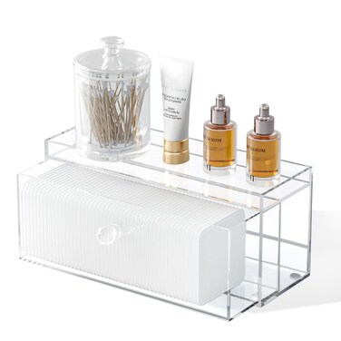 Clean Pad Storage Drawer, Acrylic Cotton Pad Dispenser for Clean Skin Club, Square Cotton Pad Holder, Rectangular Cotton Rounds Dispenser ( Clean Pad And Cotton Swabs Not Included )