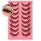 JIMIRE Natural Lashes Fluffy False Eyelashes Natural Look Wispy Faux Mink Lashes Short Cat Eye 15MM False Lashes 8 Pairs Pack